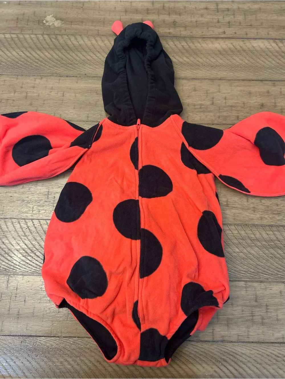 18M Toddler Ladybug One-Piece Hooded Costume - Red and Black